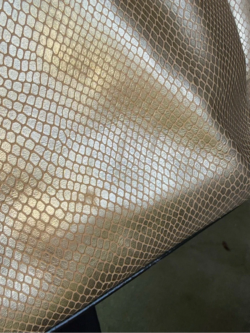 ANTONIO MELANI Metallic Champagne Snake-Texture Leather Tote
